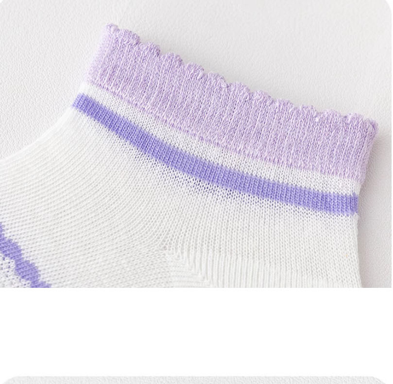 Fashion Lavender Love Rabbit [5 Pairs Of Breathable Mesh Socks] Cotton Printed Children