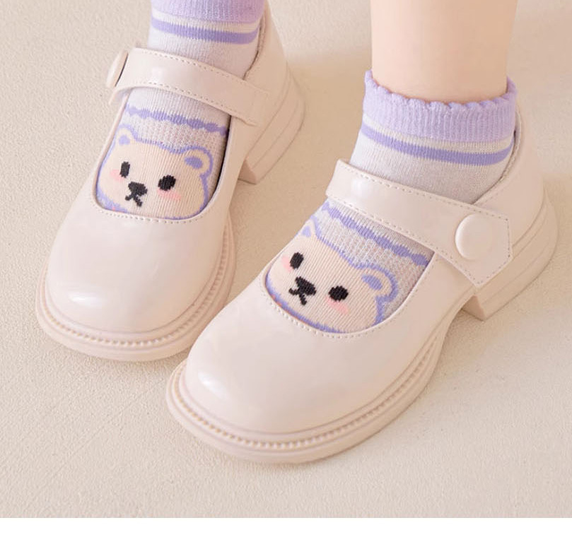 Fashion Korean Fen Bunny [breathable Mesh Socks 5 Pairs] Cotton Printed Children