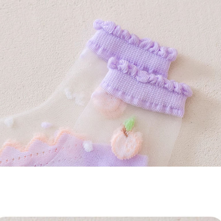 Fashion Crystal Wave [summer Ice Silk 5 Pairs] Df1017 Pure Cotton Mesh See-through Middle Tube Socks,Fashion Socks