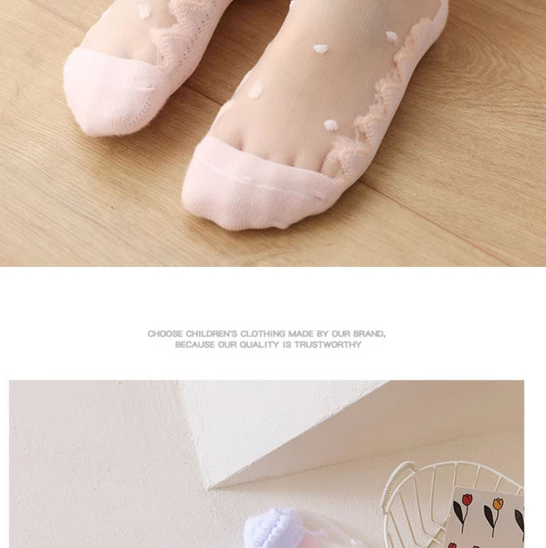 Fashion Crystal Strawberry [summer Ice Silk 5 Pairs] Df1021 Pure Cotton Mesh See-through Middle Tube Socks,Fashion Socks