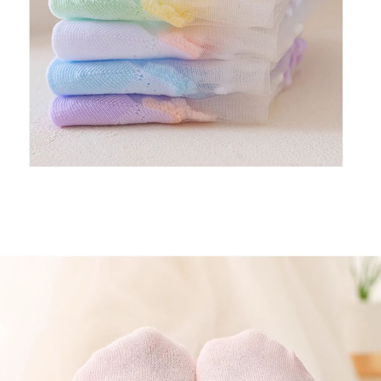 Fashion Crystal Wave [summer Ice Silk 5 Pairs] Df1017 Pure Cotton Mesh See-through Middle Tube Socks,Fashion Socks
