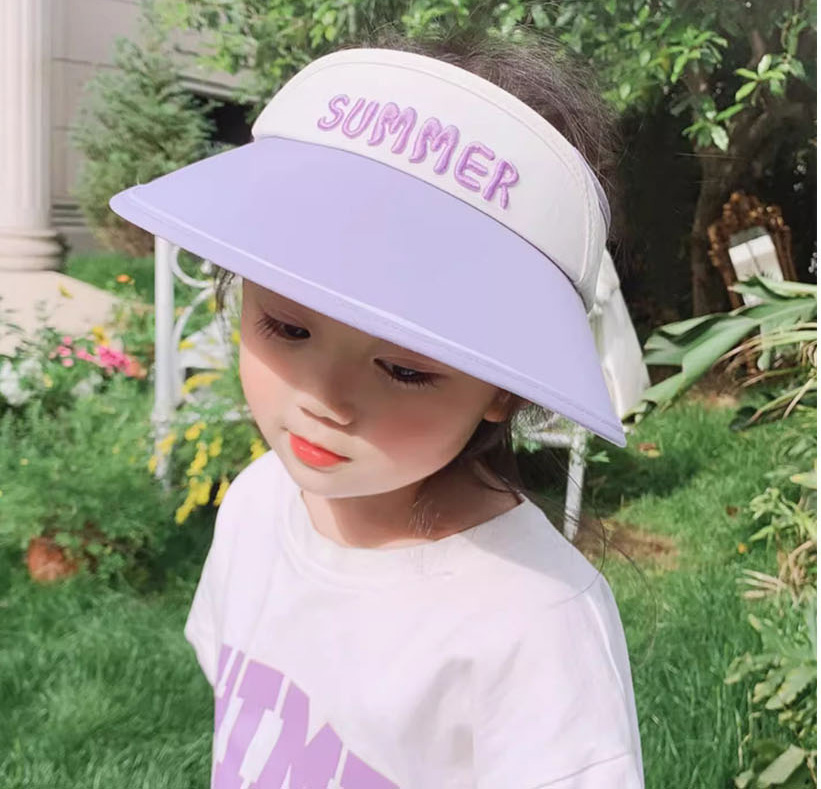 Fashion Big Brim - Small Pink Hat Pc Letter Empty Top Big Brim Children