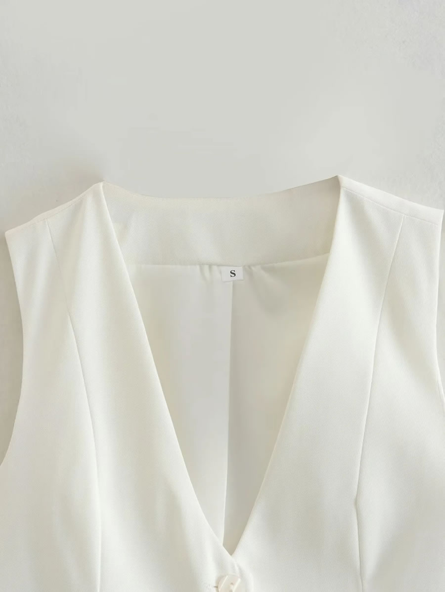 Fashion Grey Polyester Breasted Vest Jacket,Coat-Jacket