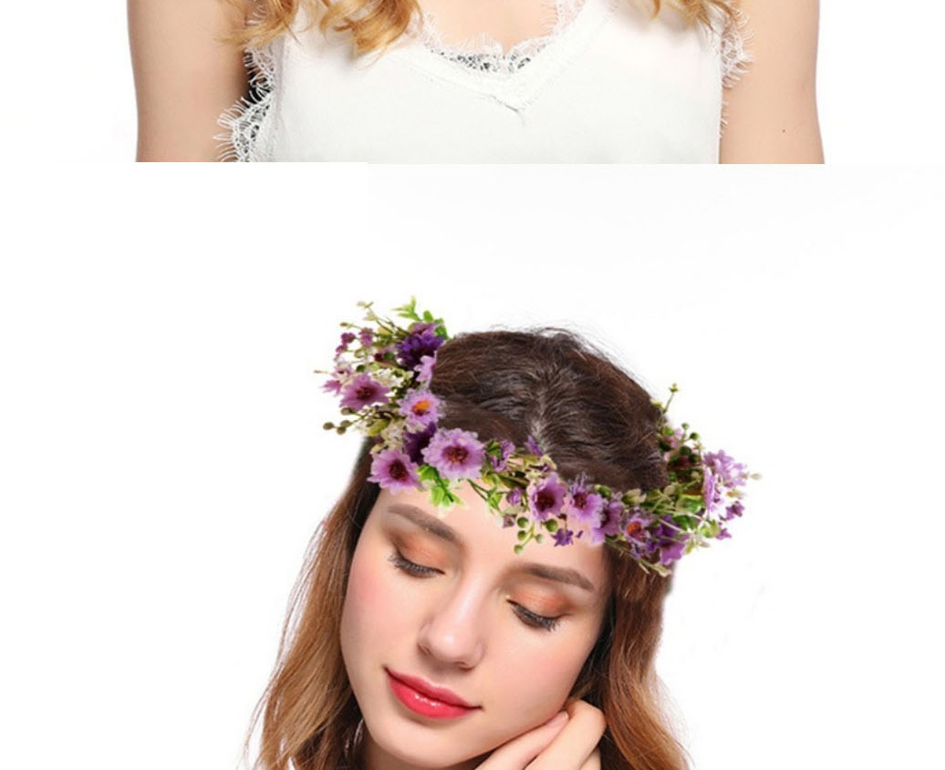 Fashion Purple Simulation Fabric Flower Wreath,Hairpins