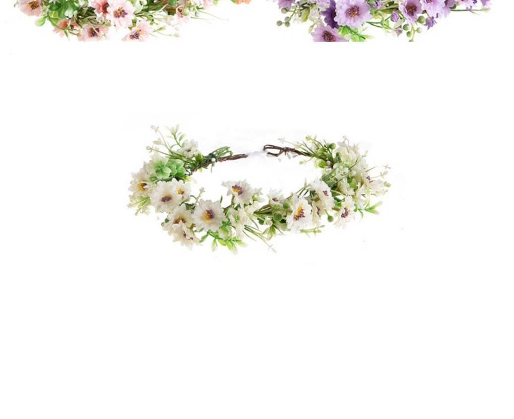 Fashion White Simulation Fabric Flower Wreath,Hairpins