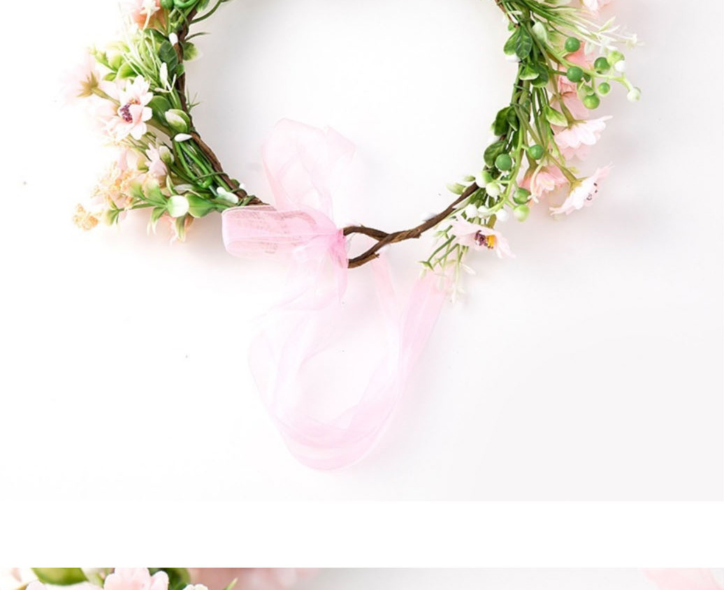 Fashion Pink Simulation Fabric Flower Wreath,Hairpins