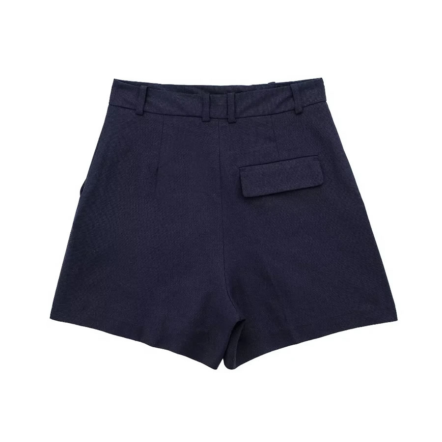 Fashion Sea ??blue Blended Micro Pleated Shorts,Shorts