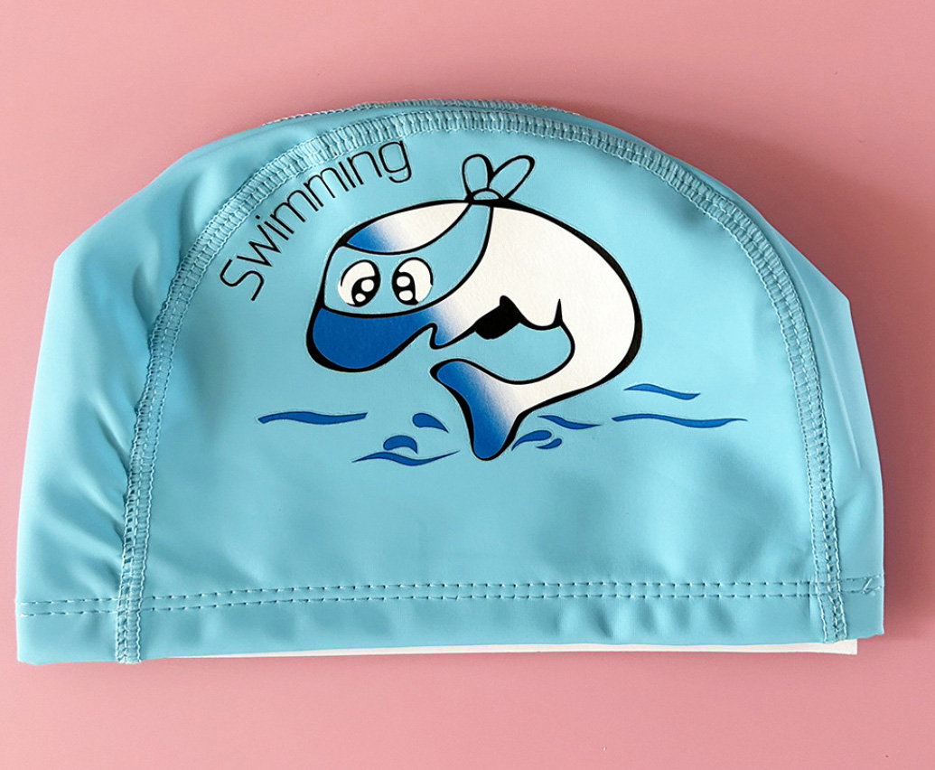 Fashion Royal Blue Pu Printed Kids Coated Swimming Cap,Others