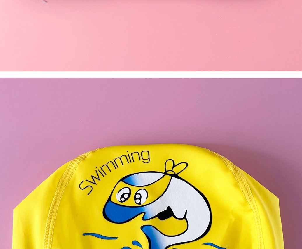 Fashion Yellow Pu Printed Kids Coated Swimming Cap,Others