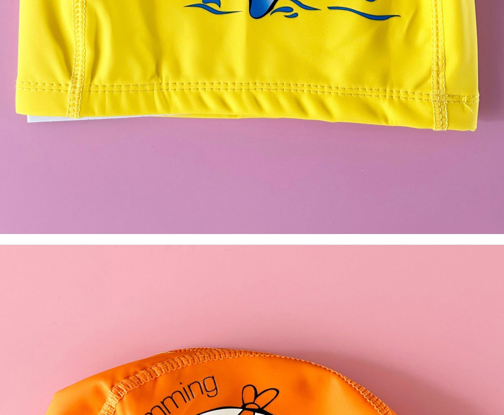 Fashion Yellow Pu Printed Kids Coated Swimming Cap,Others