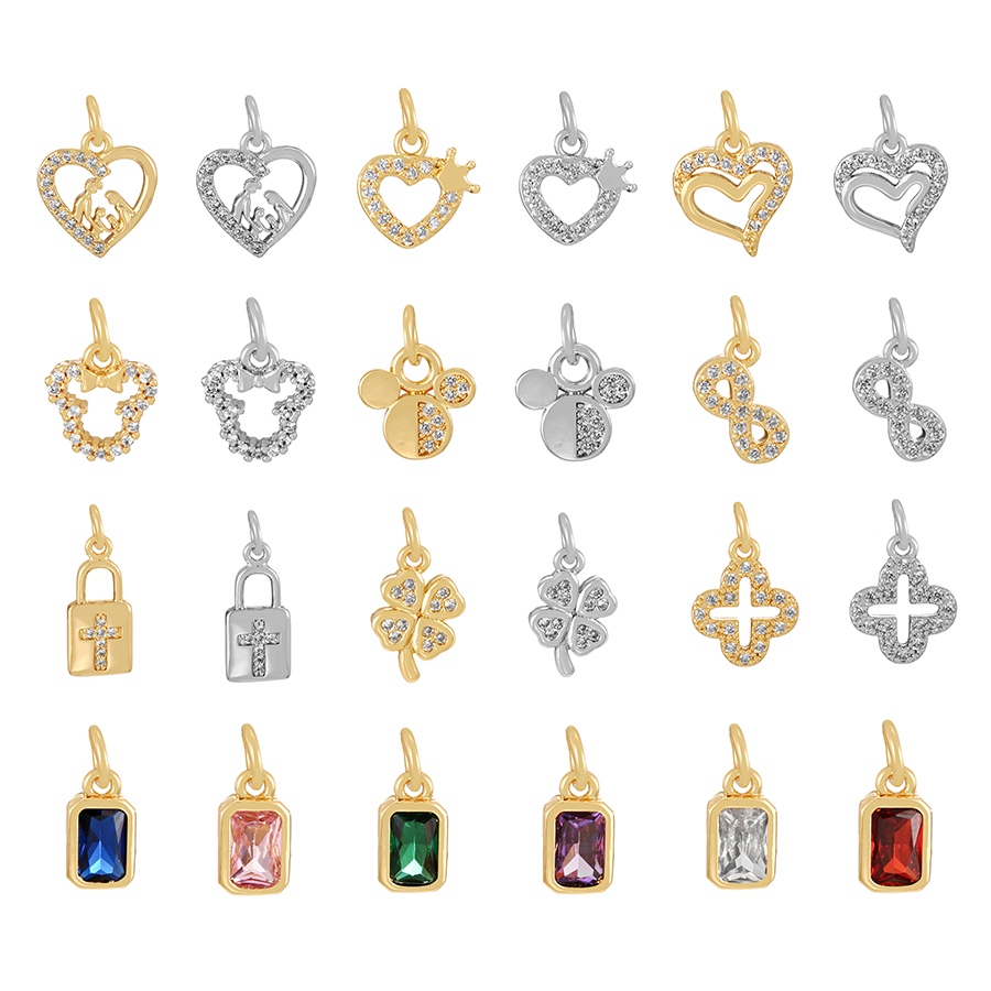 Fashion Golden 4 Copper Inlaid Zirconia Heart Crown Pendant Accessories,Jewelry Packaging & Displays