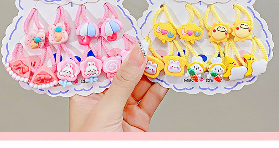 Fashion 12#cartoon Model [without Paper Card] Resin Love Flower Bee Hair Rope Set,Hair Ring