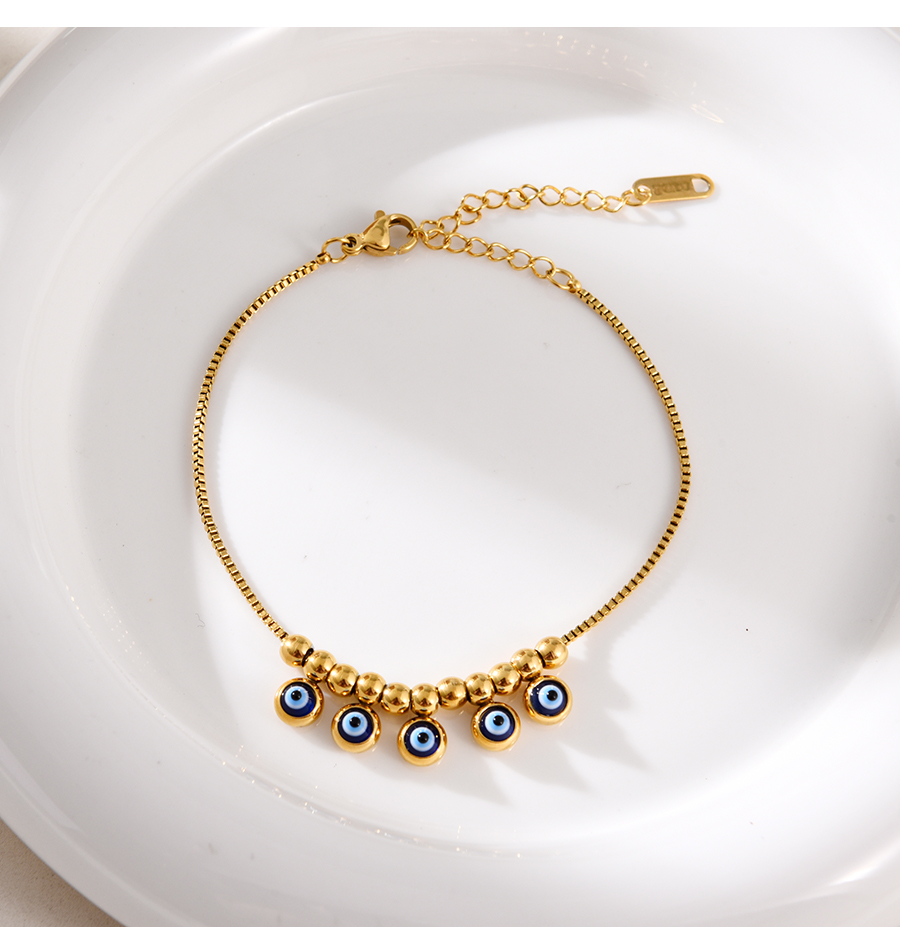 Fashion Gold Titanium Oil Drip Eye Beaded Charm Bracelet,Bracelets
