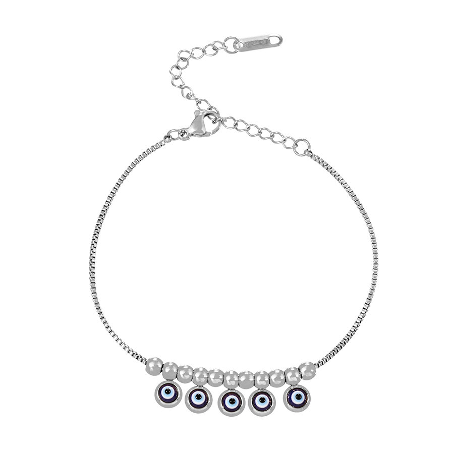 Fashion Silver Titanium Oil Drip Eye Beaded Charm Bracelet,Bracelets