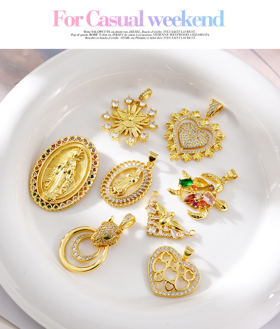 Fashion Golden 5 Copper Inlaid Zircon Turtle Pendant Accessory,Jewelry Findings & Components
