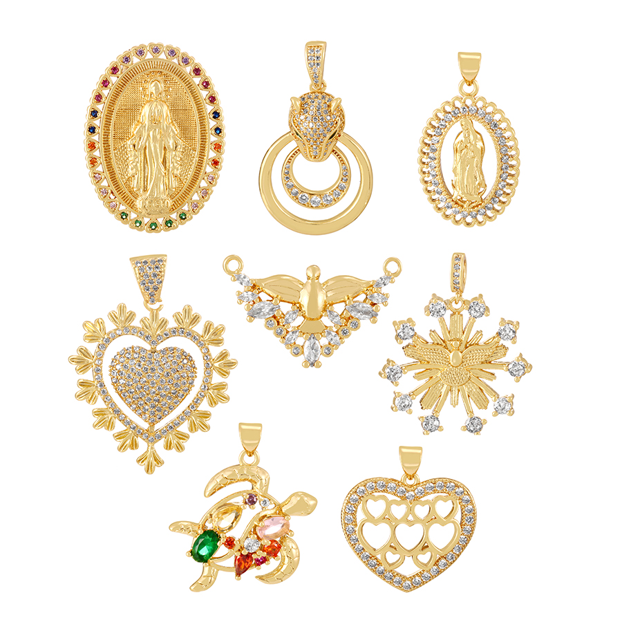 Fashion Golden 4 Copper Inlaid Zircon Heart Pendant Accessories,Jewelry Packaging & Displays