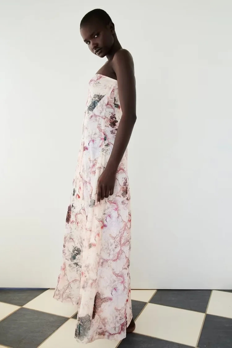 Fashion Printing Polyester Screen-print Dress,Long Dress