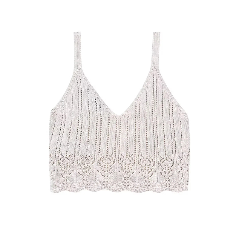 Fashion White Polyester Knitted Camisole Top,Sweater