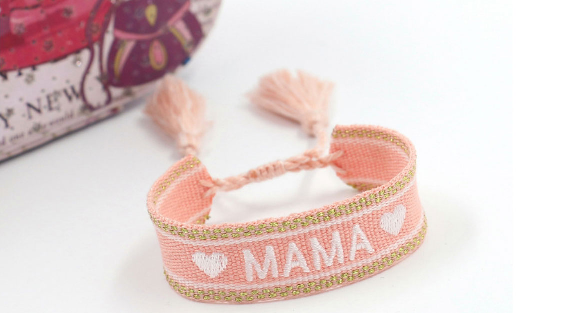 Fashion Mama-5 Polyester Web Woven Letter Tassel Bracelet,Fashion Bracelets