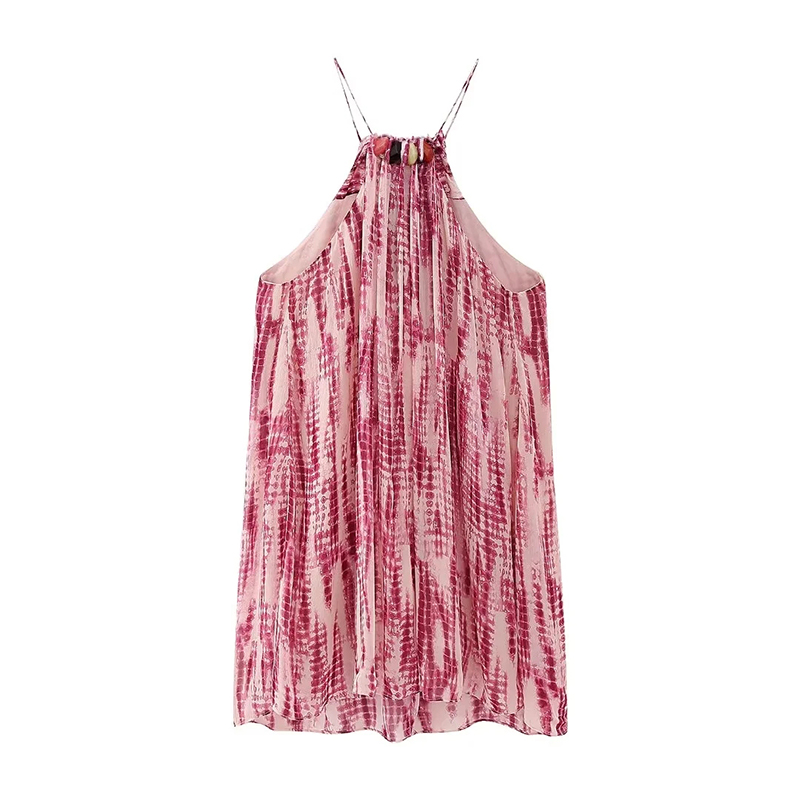 Fashion Tie-dye Polyester Tie-dye Slip Dress,Mini & Short Dresses