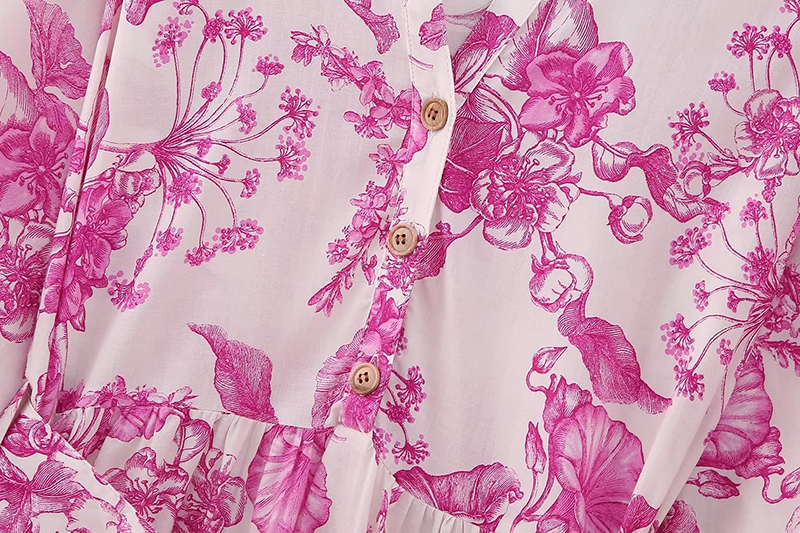 Fashion Pink Polyester Print Tie Dress,Mini & Short Dresses