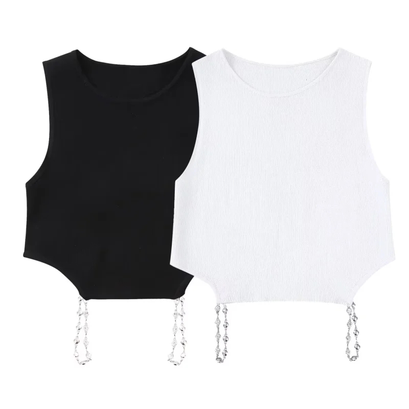 Fashion White Open-knit Top,Tank Tops & Camis
