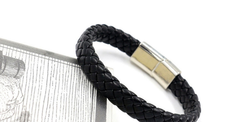 Fashion Brown Braided Leather Bracelet With Alloy Magnetic Clasp,Fashion Bracelets
