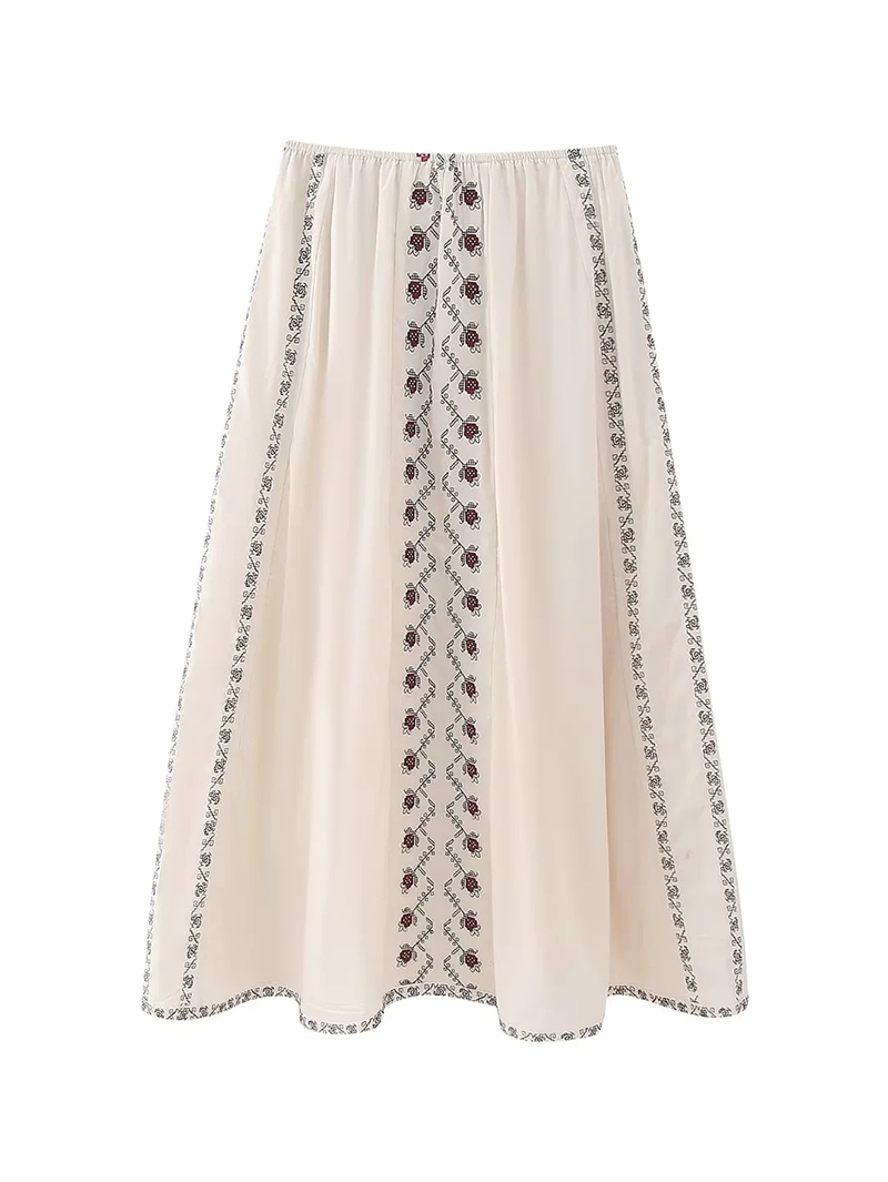 Fashion Printing Polyester Embroidered Skirt,Skirts