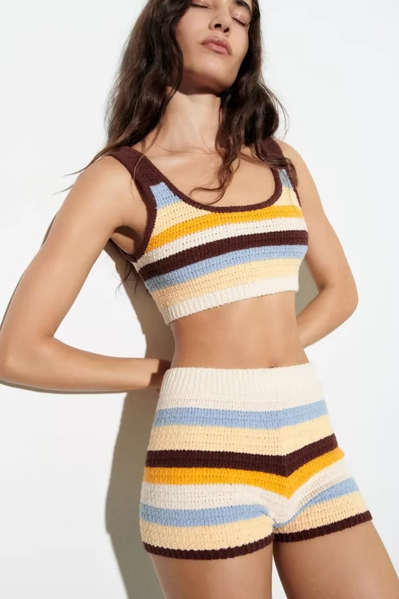 Fashion Stripe Polyester Striped Shorts,Shorts