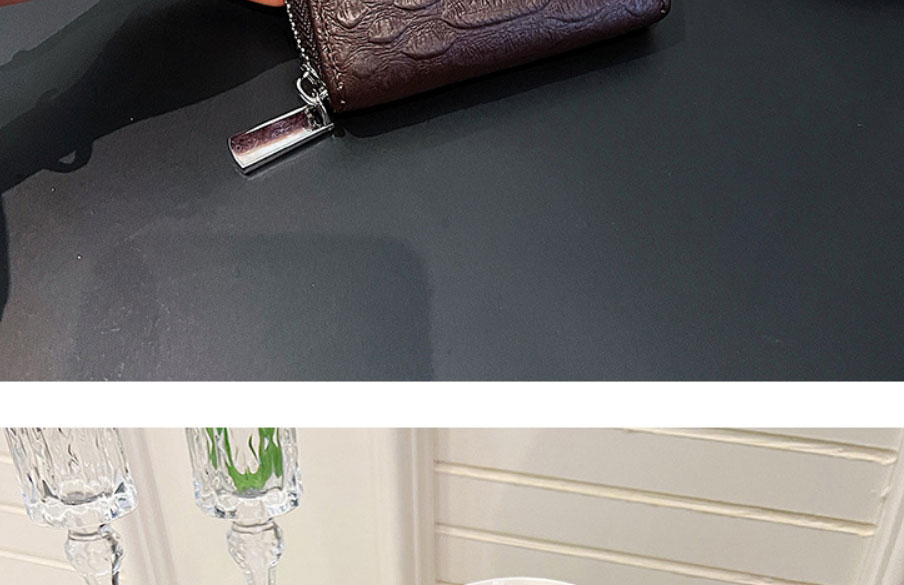Fashion Brown Pu Crocodile Clutch Bag,Handbags