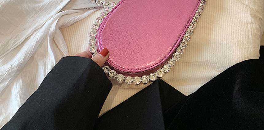 Fashion Pink Pu Diamond Heart Handbag,Handbags
