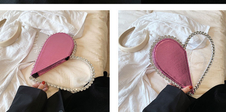 Fashion Pink Pu Diamond Heart Handbag,Handbags