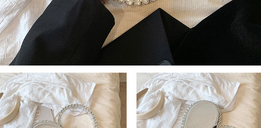 Fashion Black Pu Diamond Heart Handbag,Handbags