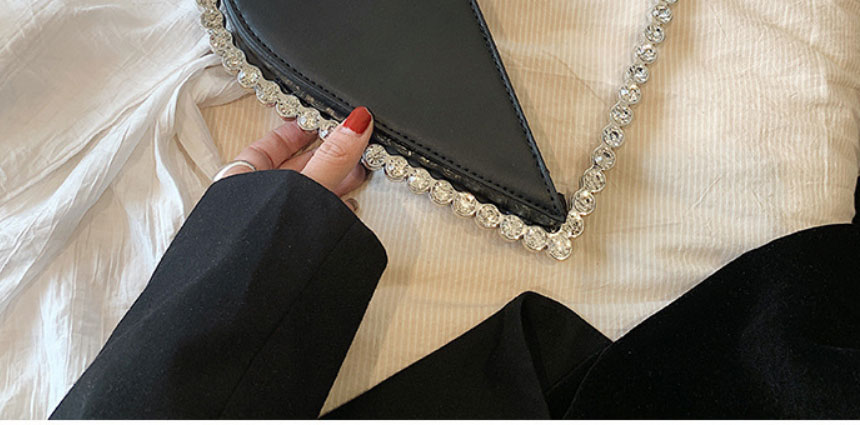 Fashion Silver Pu Diamond Heart Handbag,Handbags