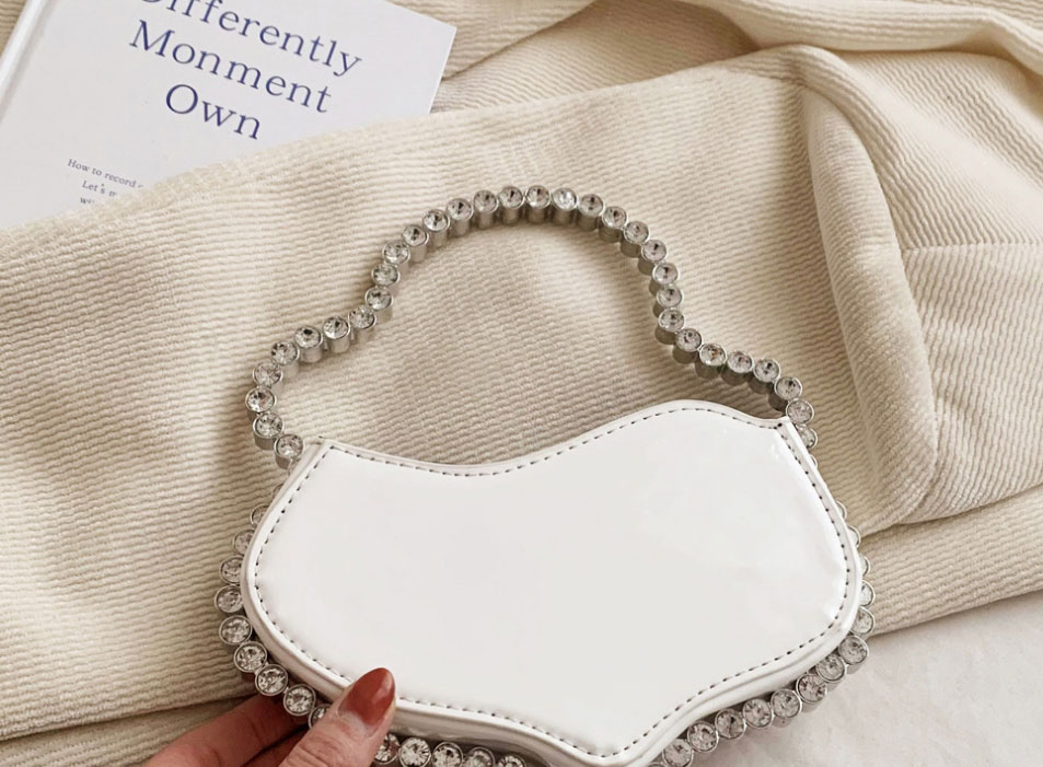 Fashion Silver Pu Diamond-studded Patent Leather Laser Handbag,Handbags