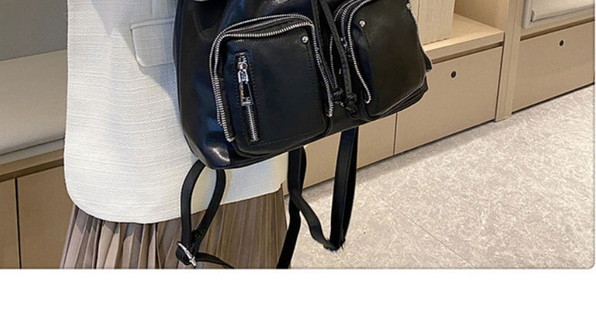 Fashion Grey Pu Drawstring Large Capacity Backpack,Backpack