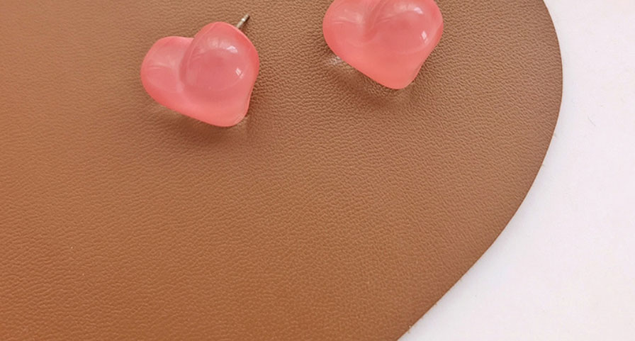 Fashion Pink Alloy Heart Stud Earrings,Stud Earrings