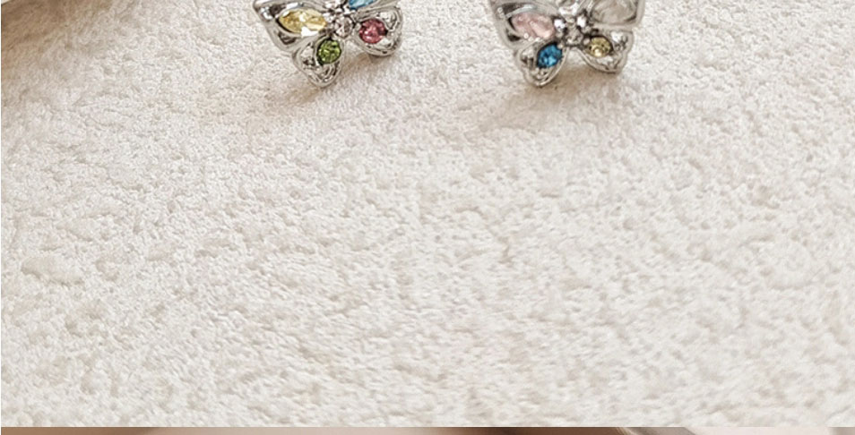 Fashion Silver Alloy Diamond Butterfly Stud Earrings,Stud Earrings