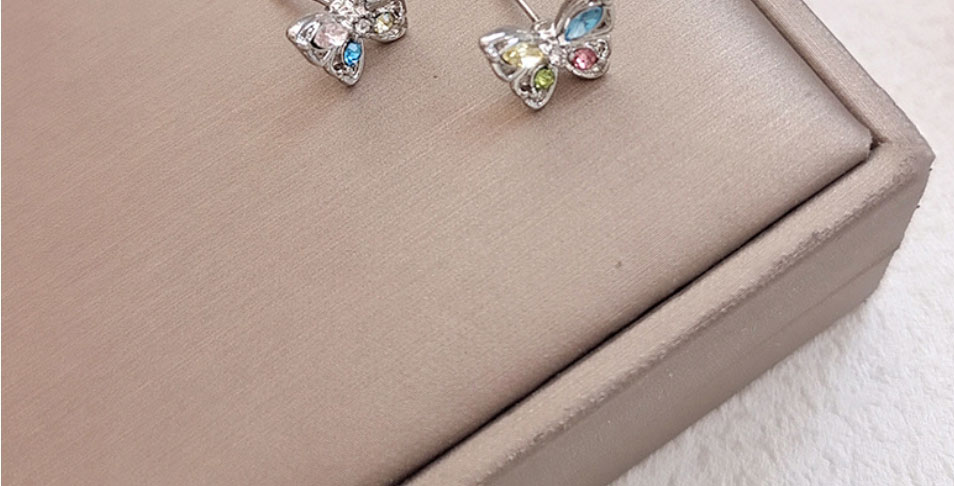 Fashion Silver Alloy Diamond Butterfly Stud Earrings,Stud Earrings