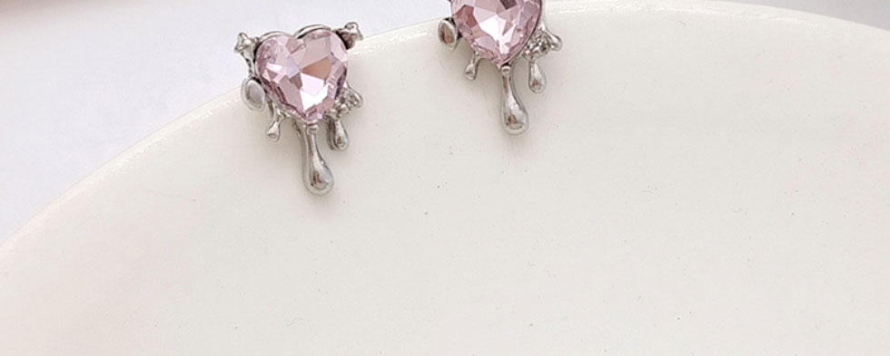 Fashion Silver Alloy Diamond Heart Stud Earrings,Stud Earrings