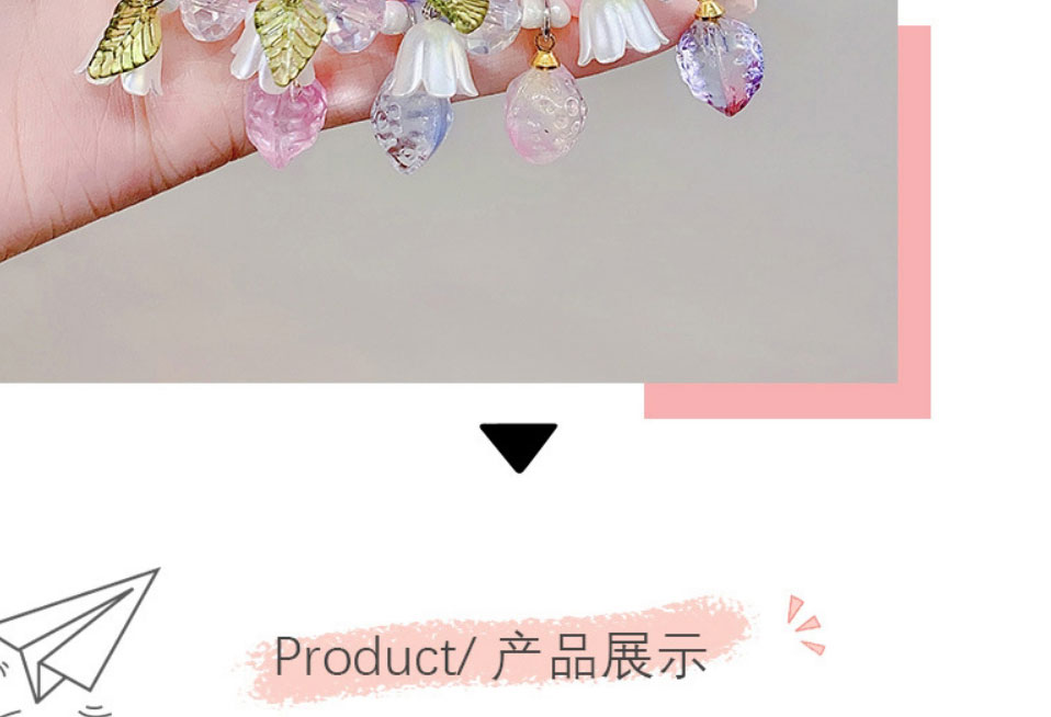 Fashion 3# Peach Powder Resin Bamboo Beaded Flower Bracelet,Fashion Bracelets