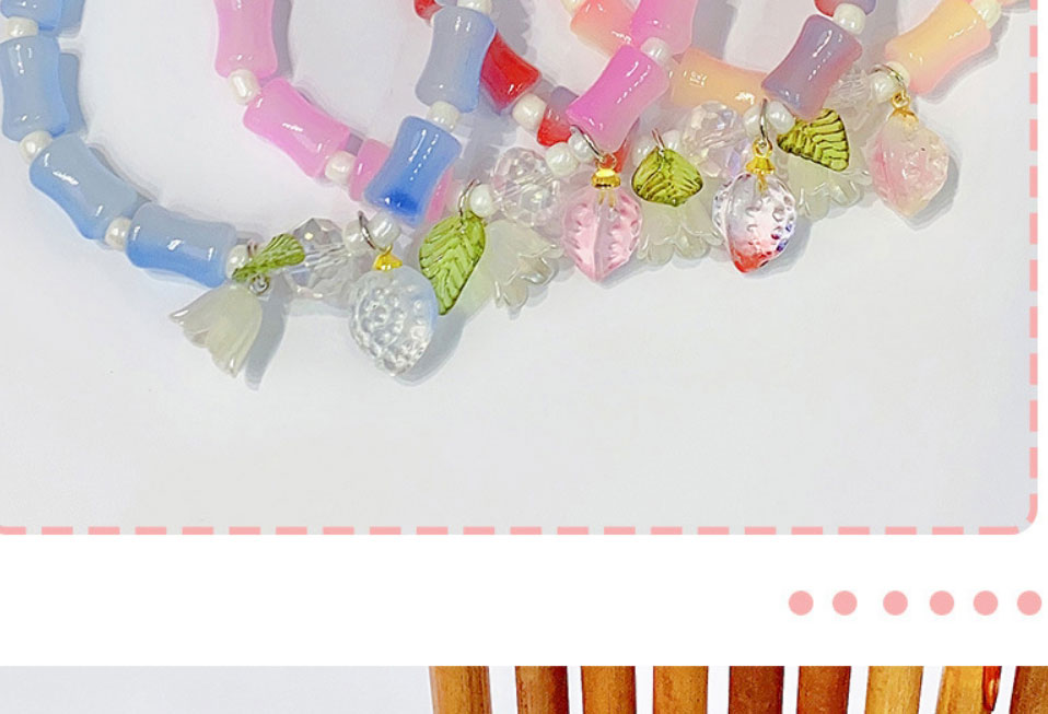 Fashion 4# Cherry Blossom Powder Resin Bamboo Beaded Flower Bracelet,Fashion Bracelets