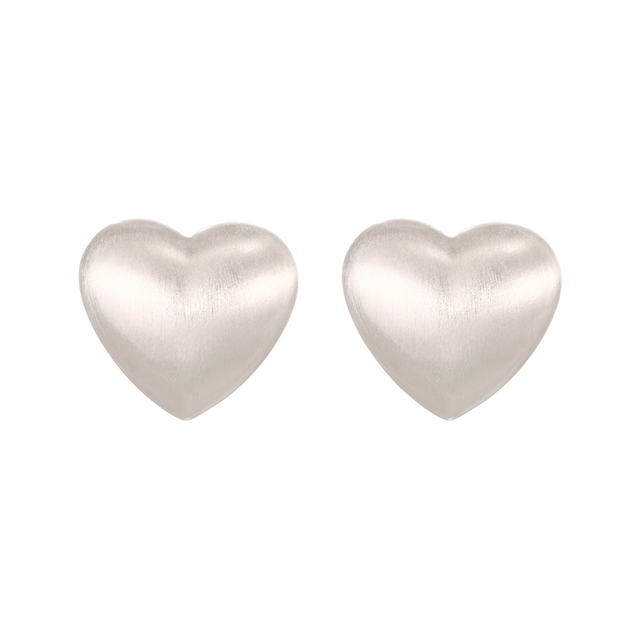 Fashion Silver Copper Heart Matte Stud Earrings,Earrings