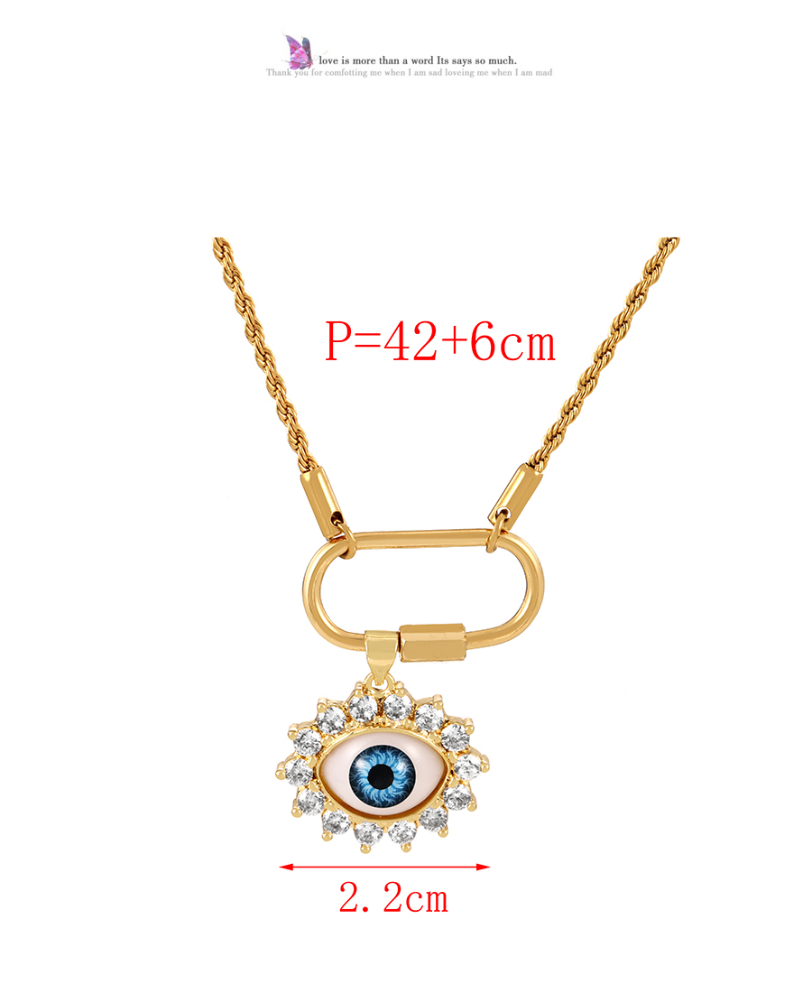 Fashion Gold + Rose Red Titanium Steel Resin Eye Paper Clip Pendant Twist Chain Necklace,Necklaces
