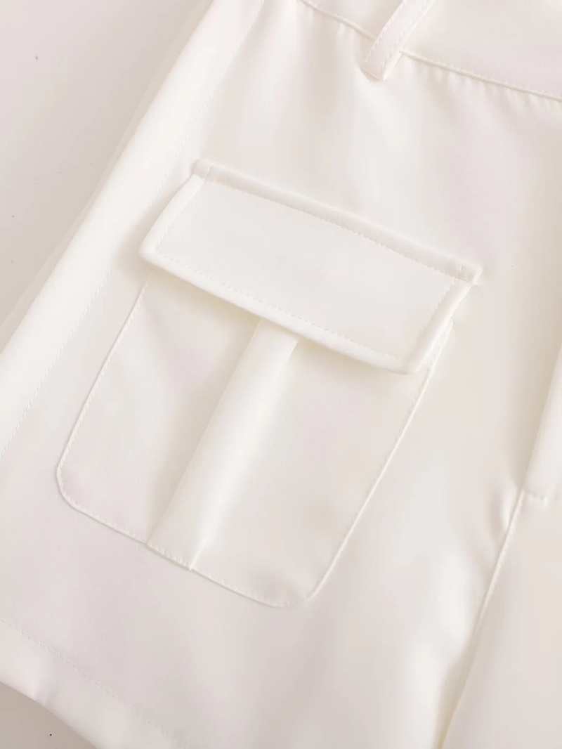 Fashion White Cargo Pocket Shorts,Shorts