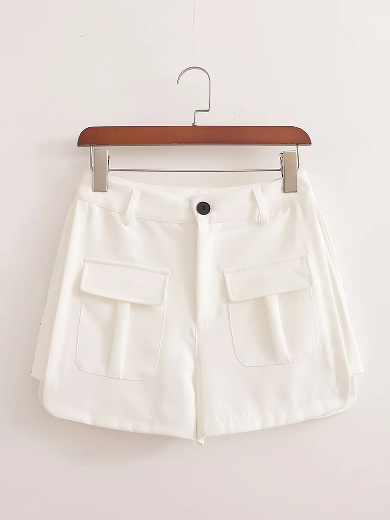 Fashion White Cargo Pocket Shorts,Shorts