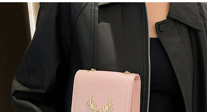 Fashion Black Pu Deer Head Chain Flap Crossbody Bag,Shoulder bags