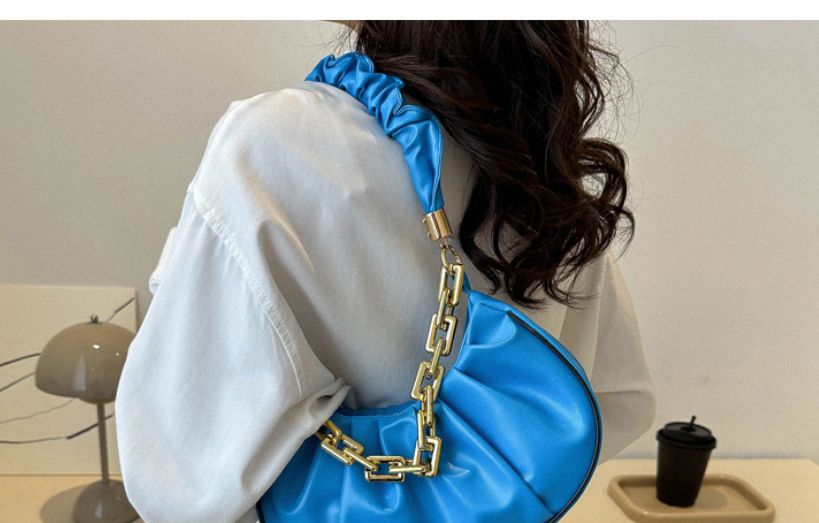 Fashion Blue Pu Pleated Handbag,Handbags