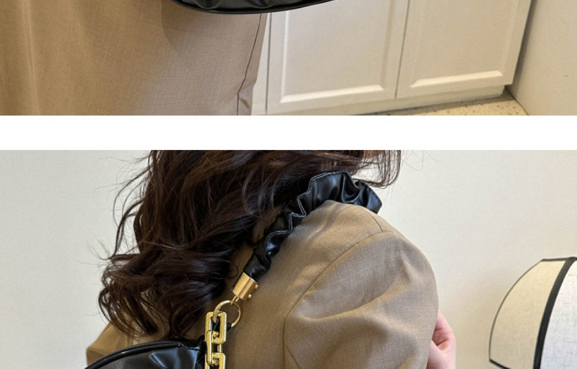 Fashion Black Pu Pleated Handbag,Handbags