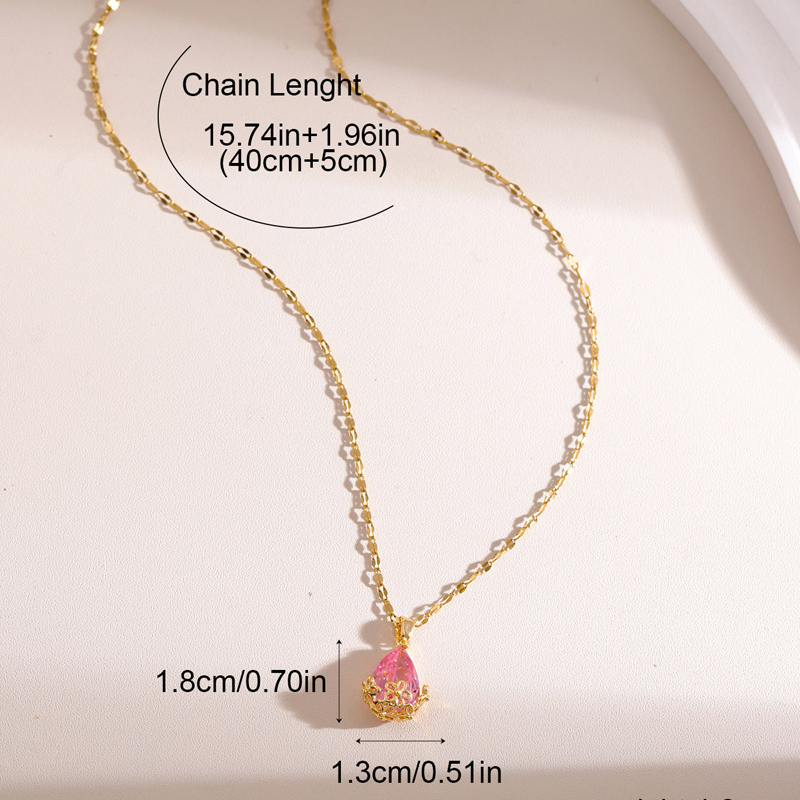 Fashion Gold Copper Inlaid Zirconium Drop-shaped Necklace,Necklaces
